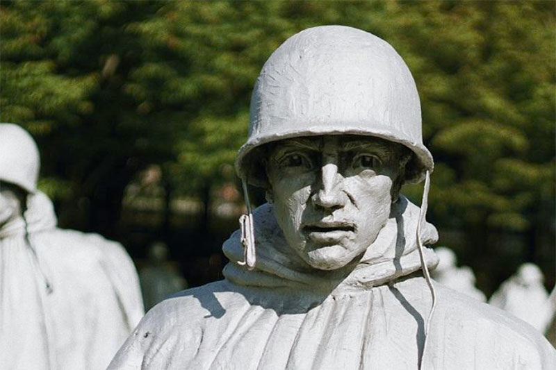 face of solider statue